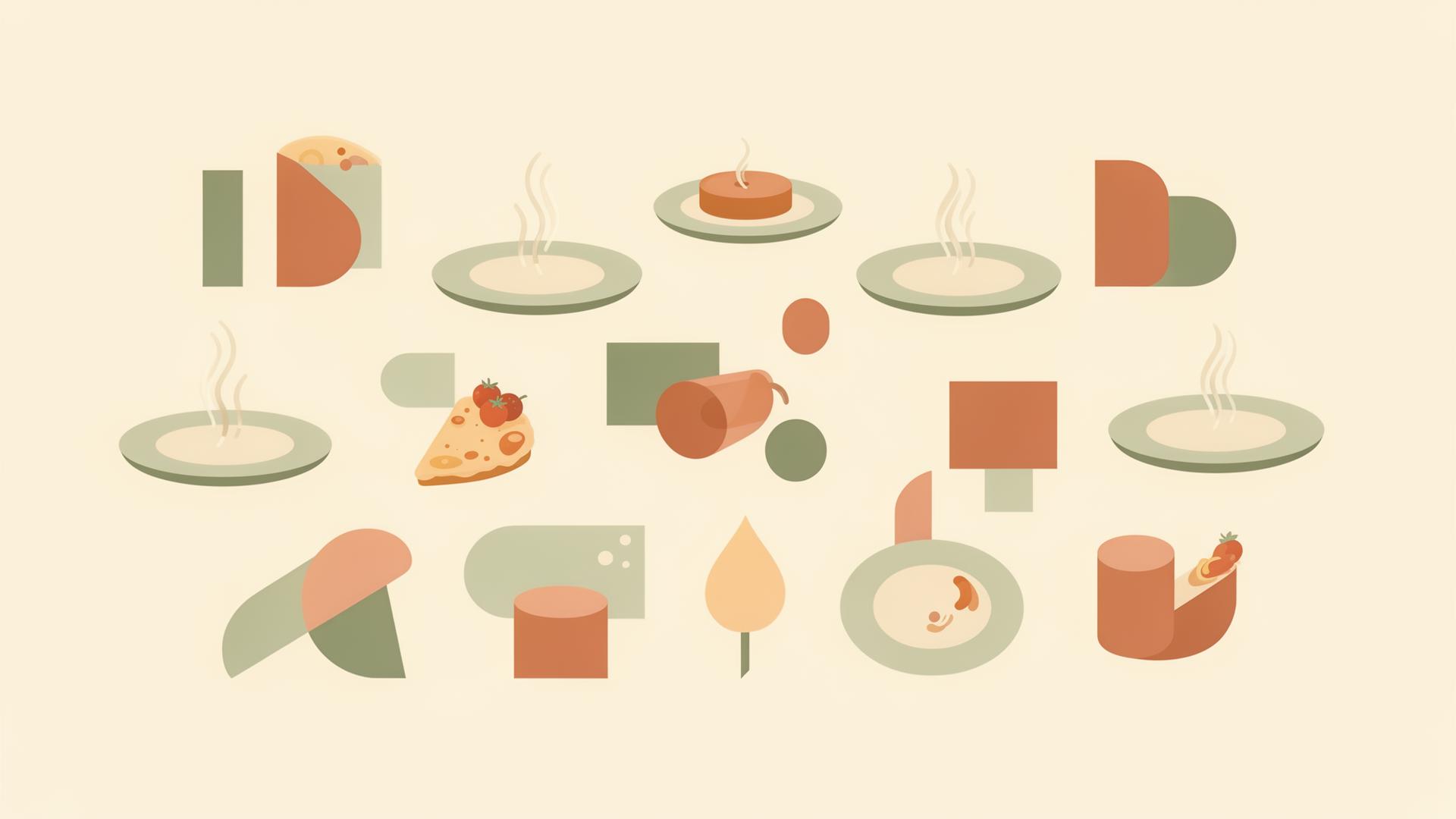 Abwechslungsreiches Kundenbesuch-Catering – abstrakte Illustration